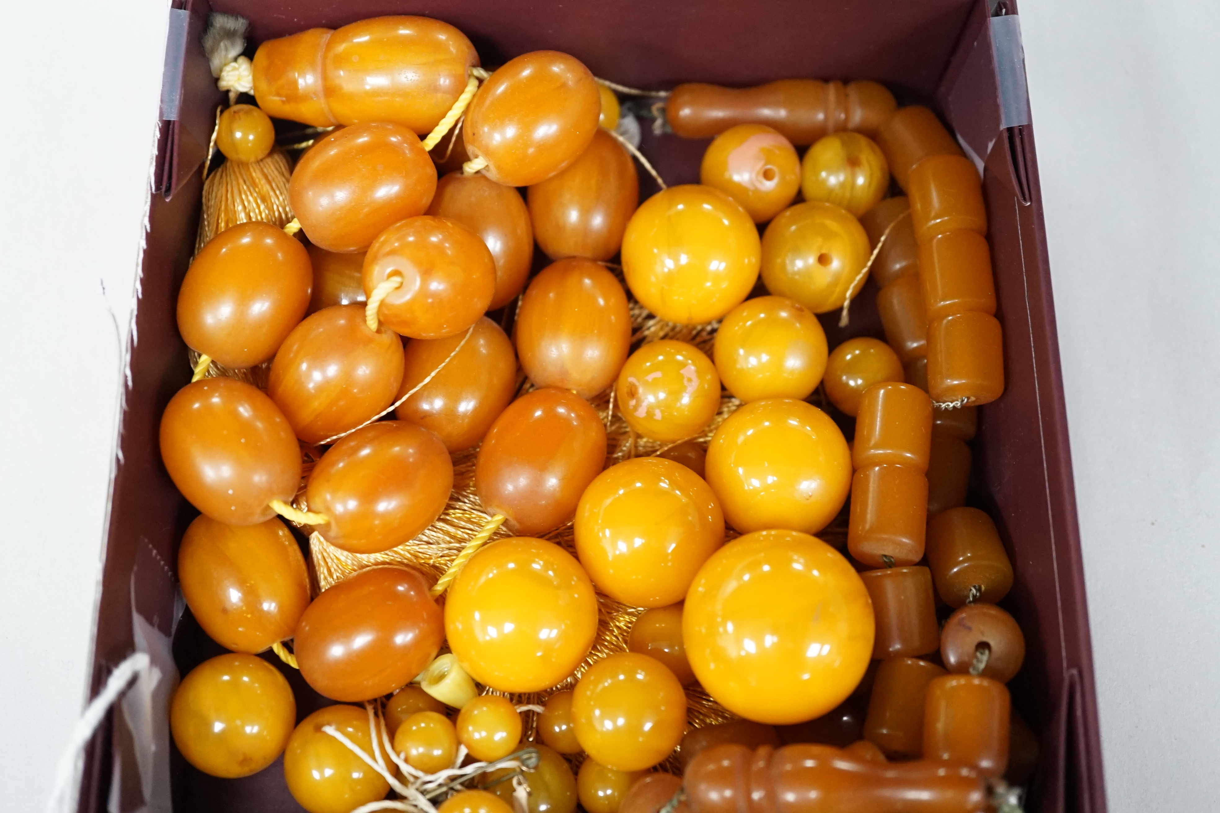 Assorted simulated amber beads. Condition - poor to fair